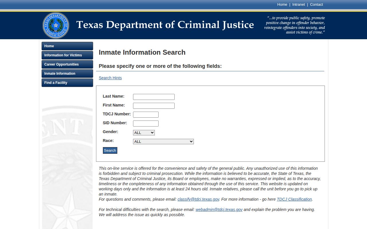 Austin County released inmate TDCJ offender search